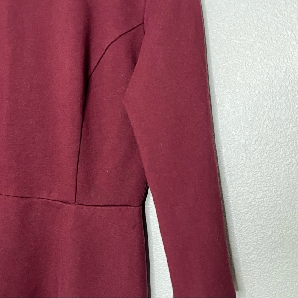 Lulus maroon scallop skater dress 3/4 sleeve Large - Picture 5 of 10